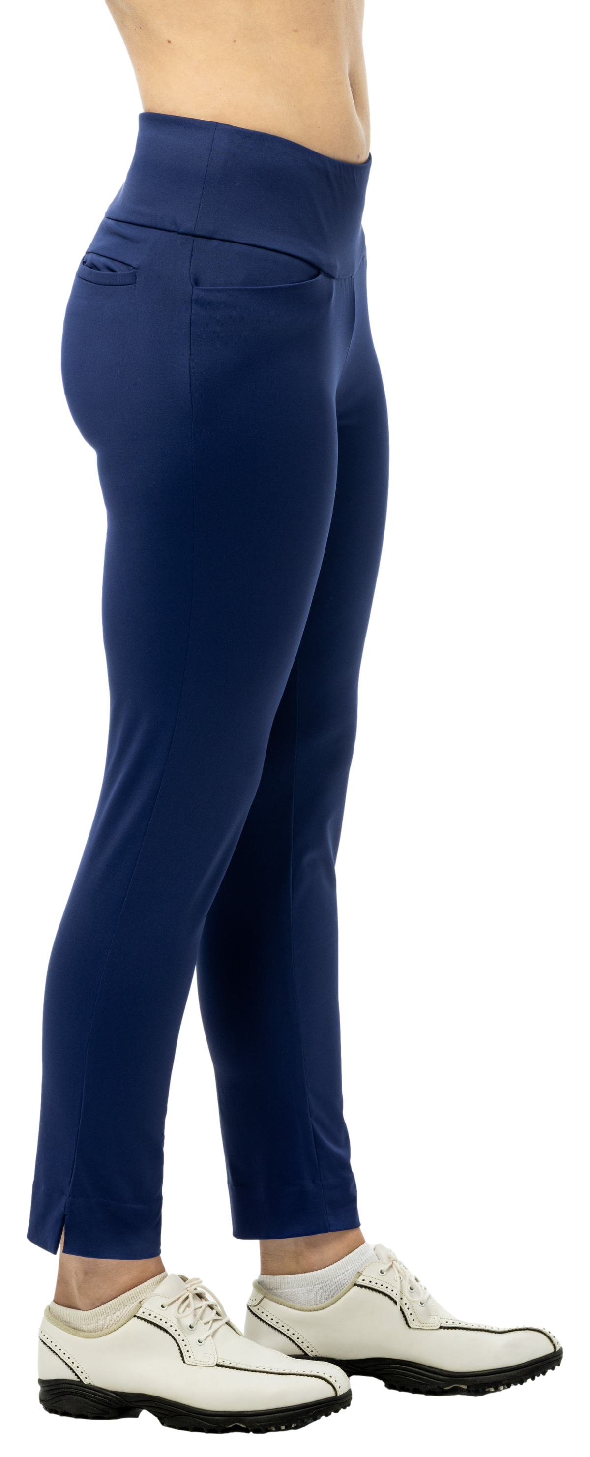 SanSoleil SOLSTYLE Ice ankle navy pant, stylish women's bottoms with a comfortable fit and sleek design.