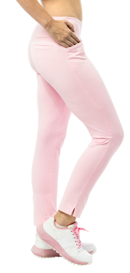 SanSoleil SOLSTYLE Ice ankle pant in Petal Pink, showcasing a comfortable, stylish pink bottom with a smooth fabric finish.