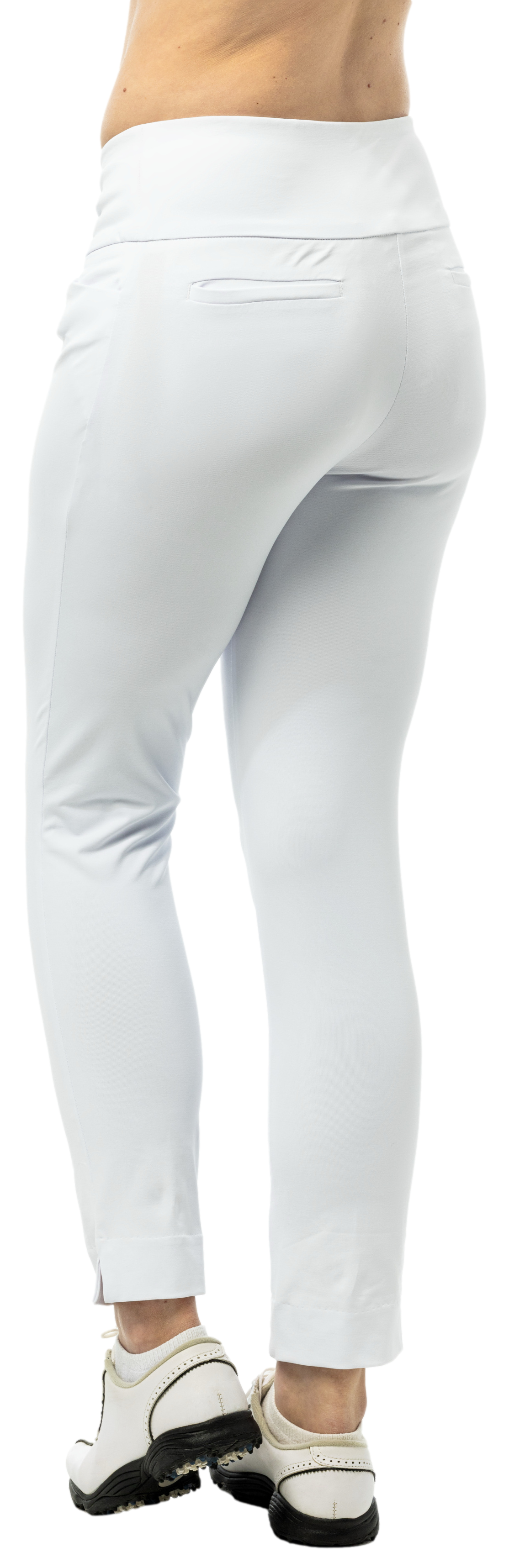 SanSoleil SOLSTYLE ICE ankle pant in varsity white, featuring a sleek, comfortable design for casual or athletic wear.