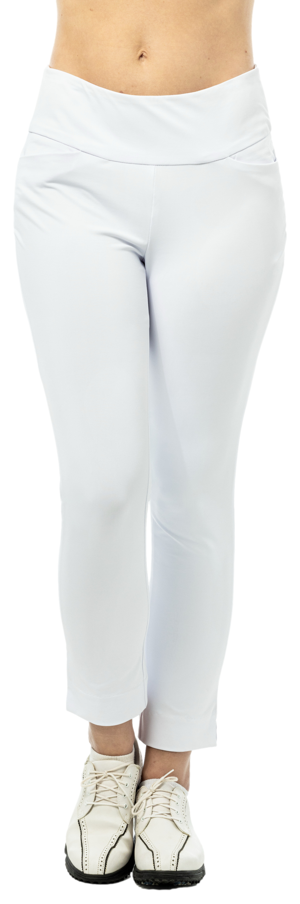 SanSoleil SOLSTYLE ICE ankle pants in varsity white, stylish casual bottoms with a comfortable fit.