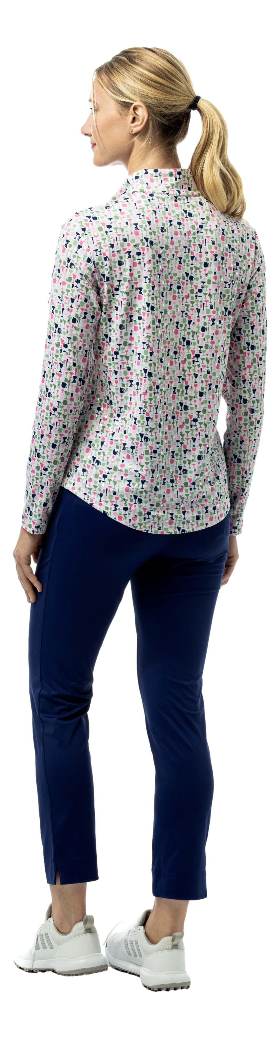 SOLSHINE FOIL 1/4 ZIP MOCK. SIP & SPARKLE. SILVER. 900320