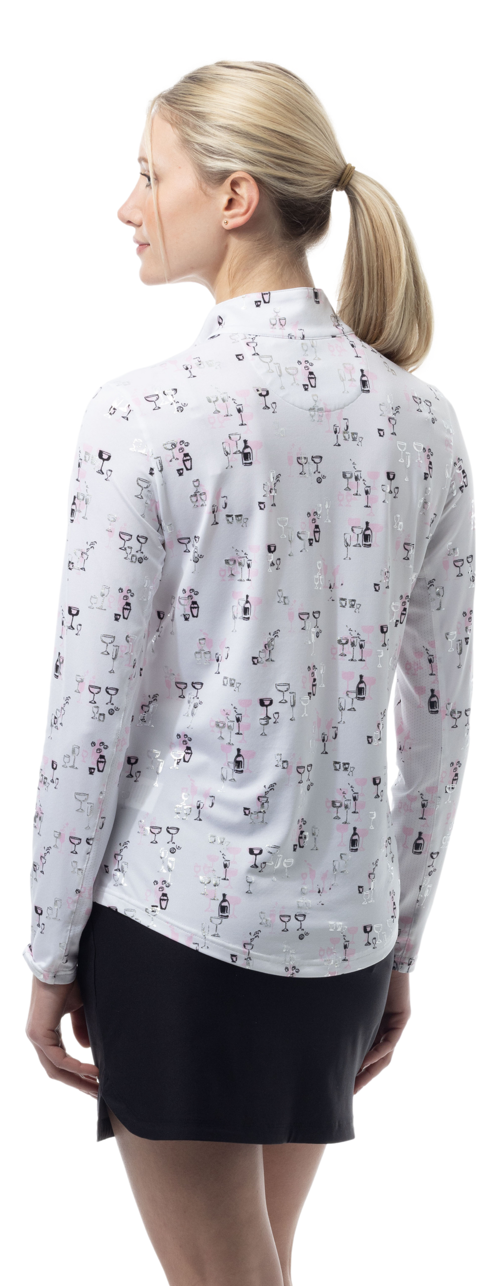 SOLSHINE PRINT 1/4 ZIP MOCK. SHAKEITOFF. PINK SILVER. 900320 - SanSoleil
