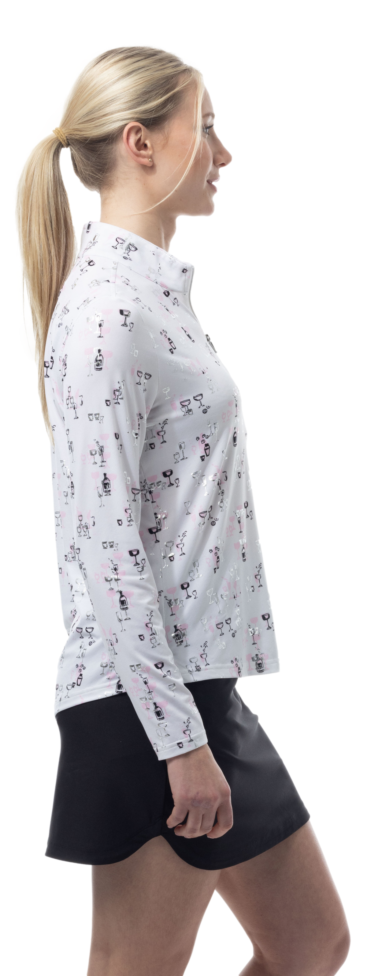 SOLSHINE PRINT 1/4 ZIP MOCK. SHAKEITOFF. PINK SILVER. 900320 - SanSoleil