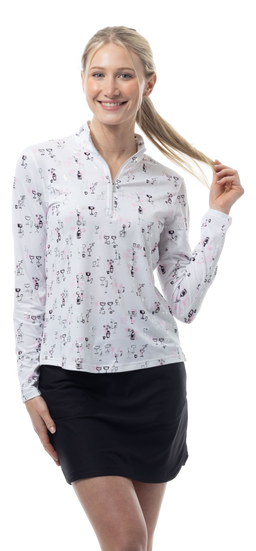 SOLSHINE PRINT 1/4 ZIP MOCK. SHAKEITOFF. PINK SILVER. 900320 - SanSoleil