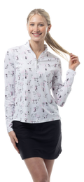 SOLSHINE PRINT 1/4 ZIP MOCK. SHAKEITOFF. PINK SILVER. 900320 - SanSoleil