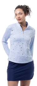 SOLSHINE PRINT 1/4 ZIP MOCK. STAR STRUCK. ARTIC SILVER. 900320 - SanSoleil