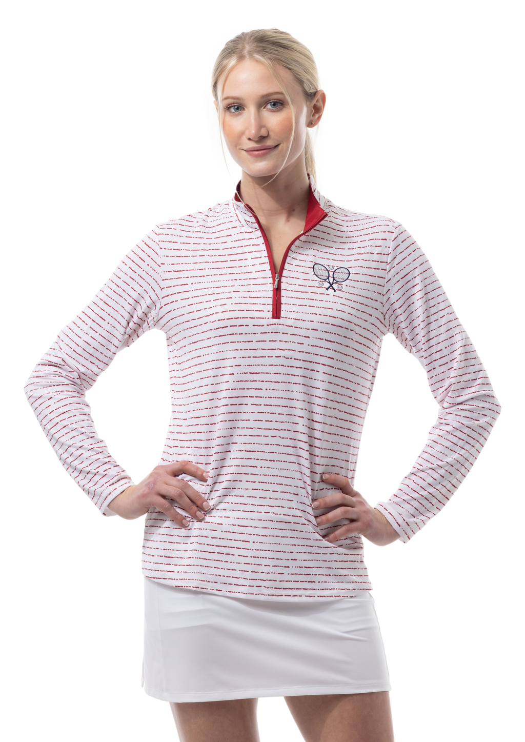 Solshine Mock. Morse Code. Tennis EMB. Ruby Red Stripes. 900323 - SanSoleil
