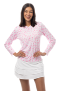 SANSOLEIL PRINT Long Sleeve Crew.  PLAY FOR P.I.N.K TENNIS.  900428PR - SanSoleil