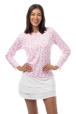 SANSOLEIL PRINT Long Sleeve Crew.  PLAY FOR P.I.N.K TENNIS.  900428PR - SanSoleil