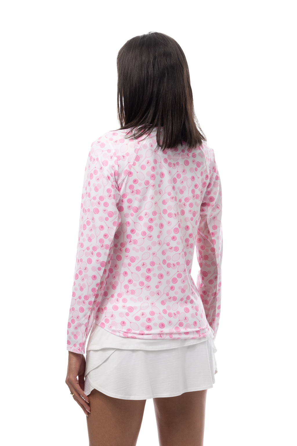 SANSOLEIL PRINT Long Sleeve Crew.  PLAY FOR P.I.N.K TENNIS.  900428PR - SanSoleil