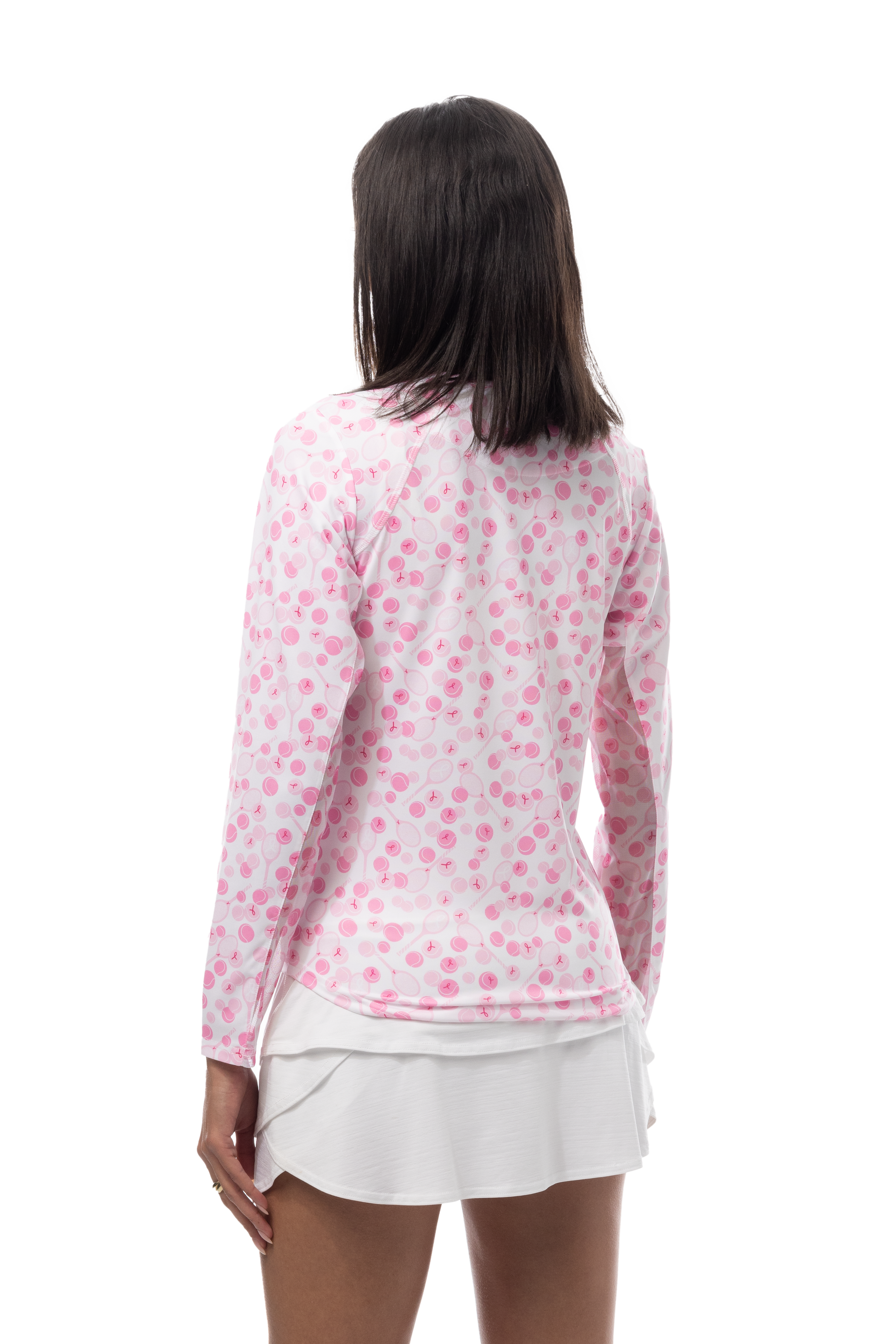 SANSOLEIL PRINT Long Sleeve Crew.  PLAY FOR P.I.N.K TENNIS.  900428PR - SanSoleil