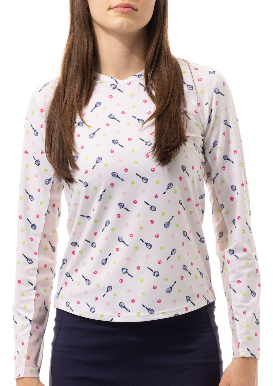 SOLCOOL PRINT Long Sleeve Crew. ROUND ROBIN.  900428PR - SanSoleil