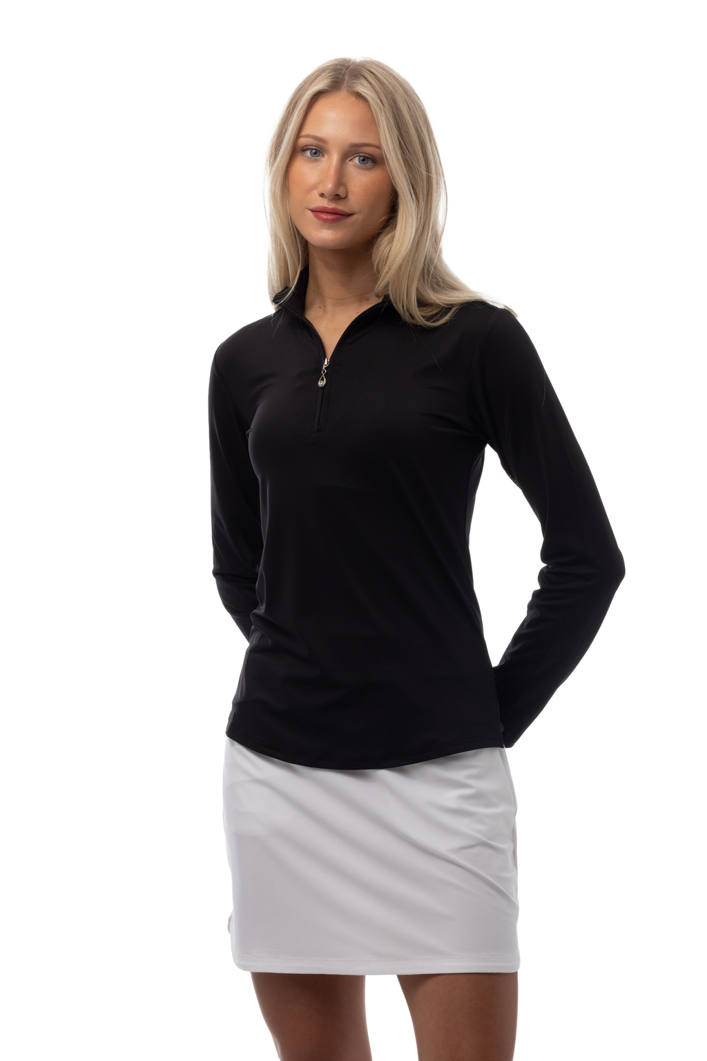 SUNGLOW ZIP MOCK. BLACK. 900434 - SanSoleil