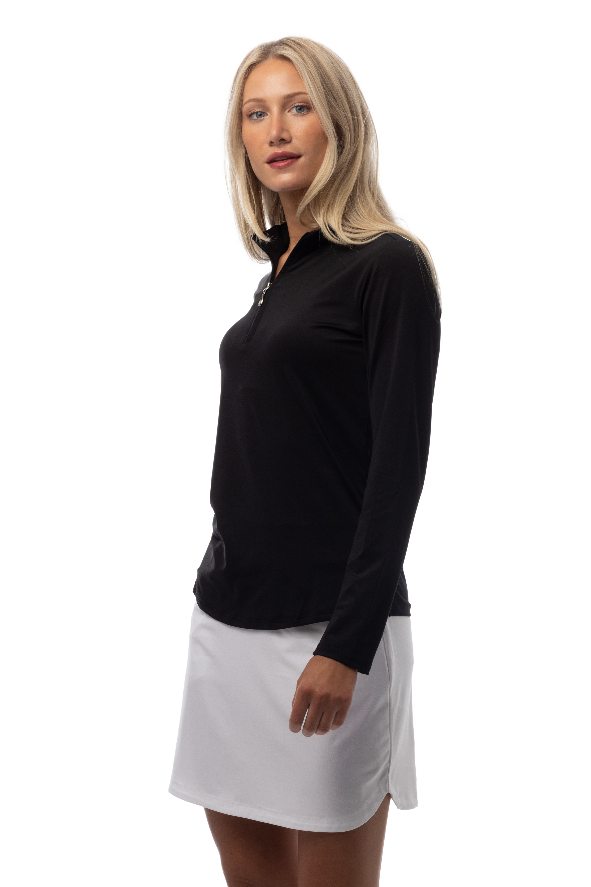 SUNGLOW ZIP MOCK. BLACK. 900434 - SanSoleil