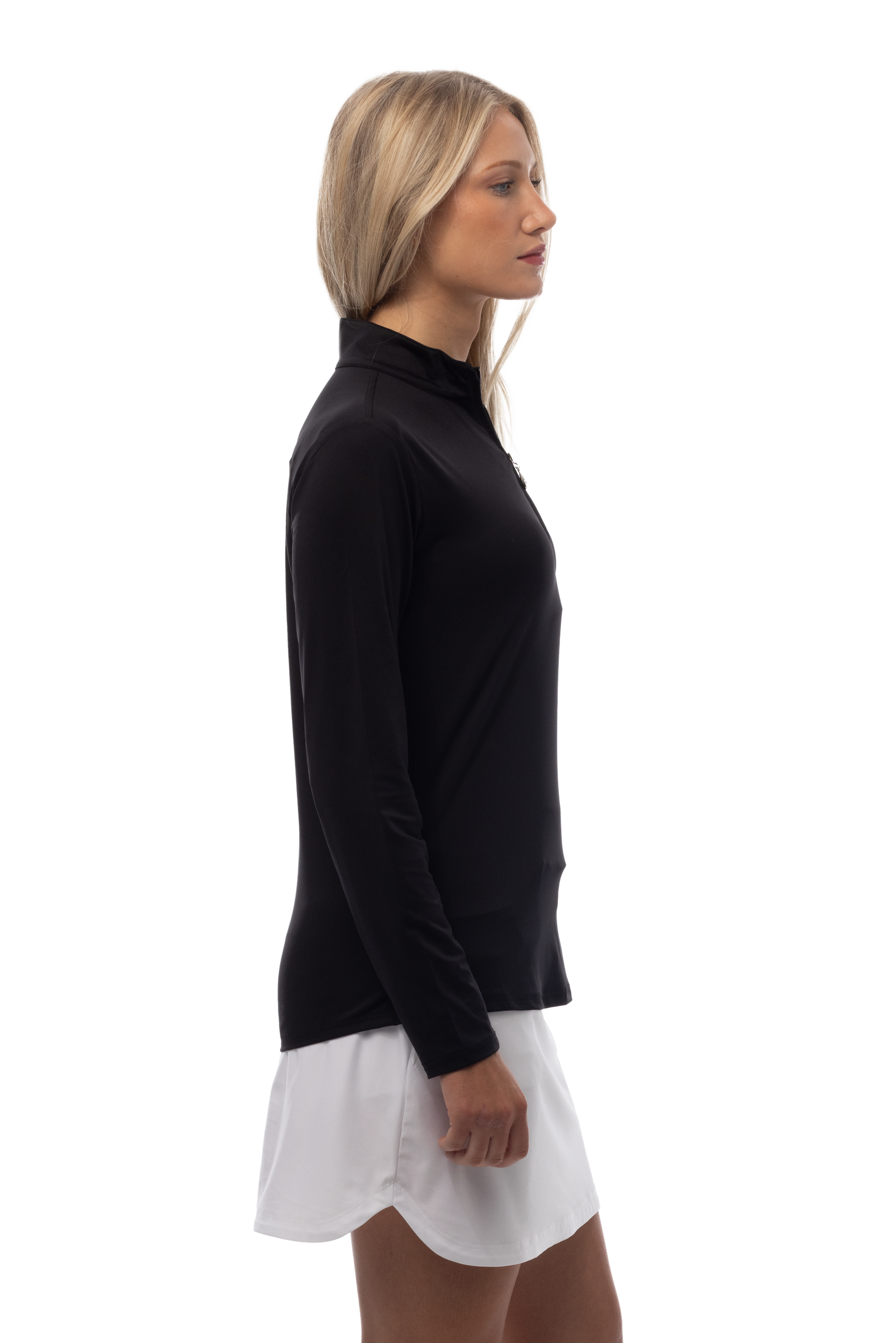 SUNGLOW ZIP MOCK. BLACK. 900434 - SanSoleil