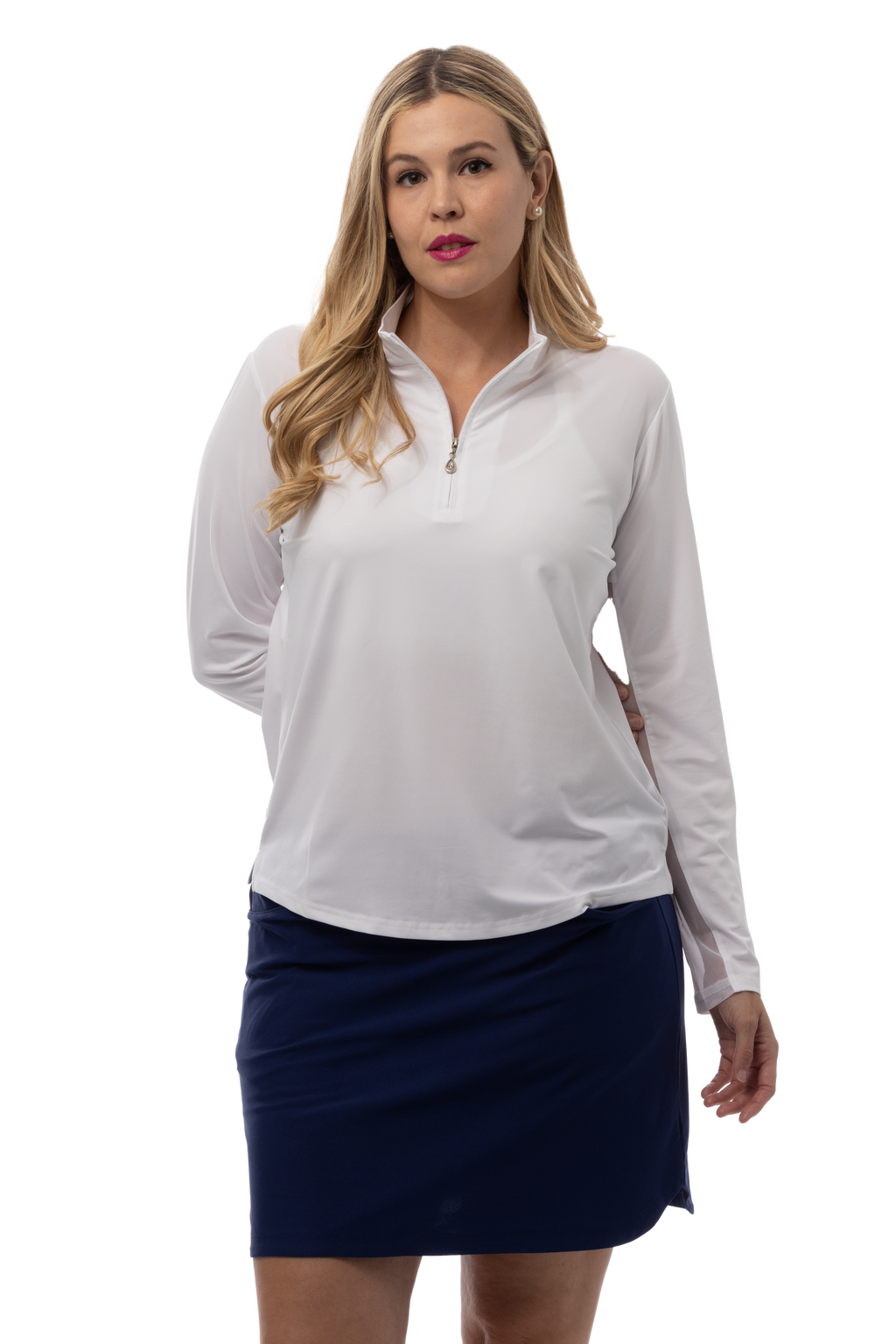 SUNGLOW ZIP MOCK. WHITE. 900434 - SanSoleil