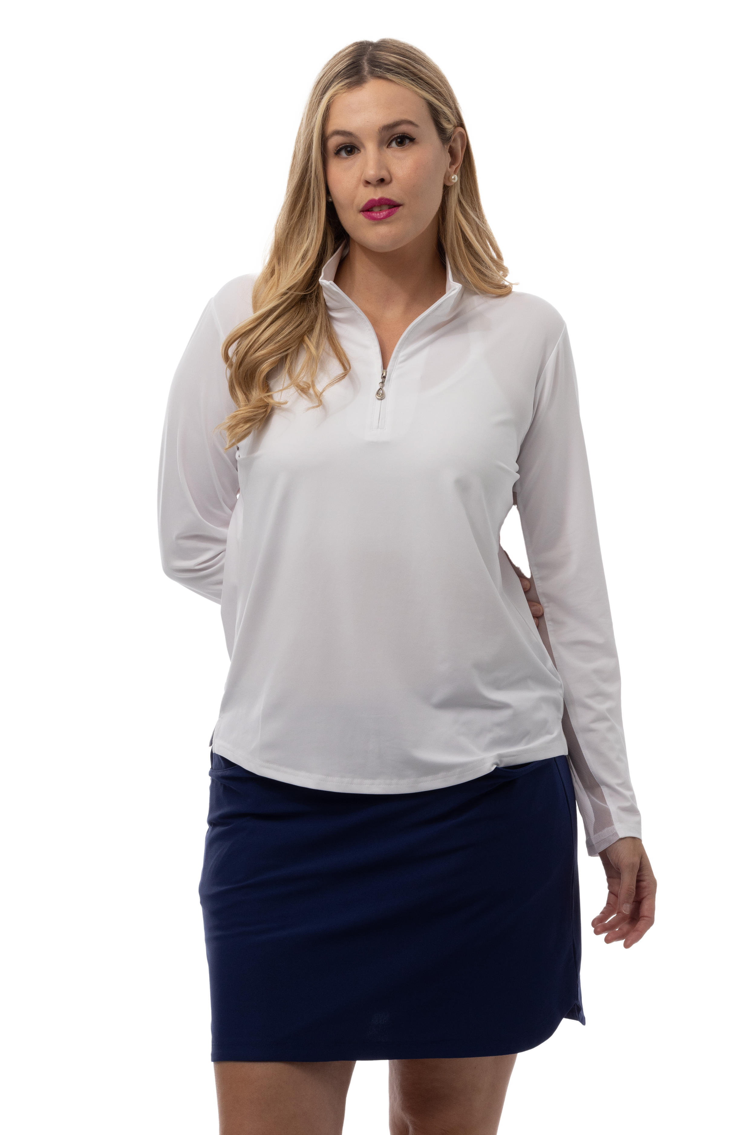 SUNGLOW ZIP MOCK. WHITE. 900434 - SanSoleil