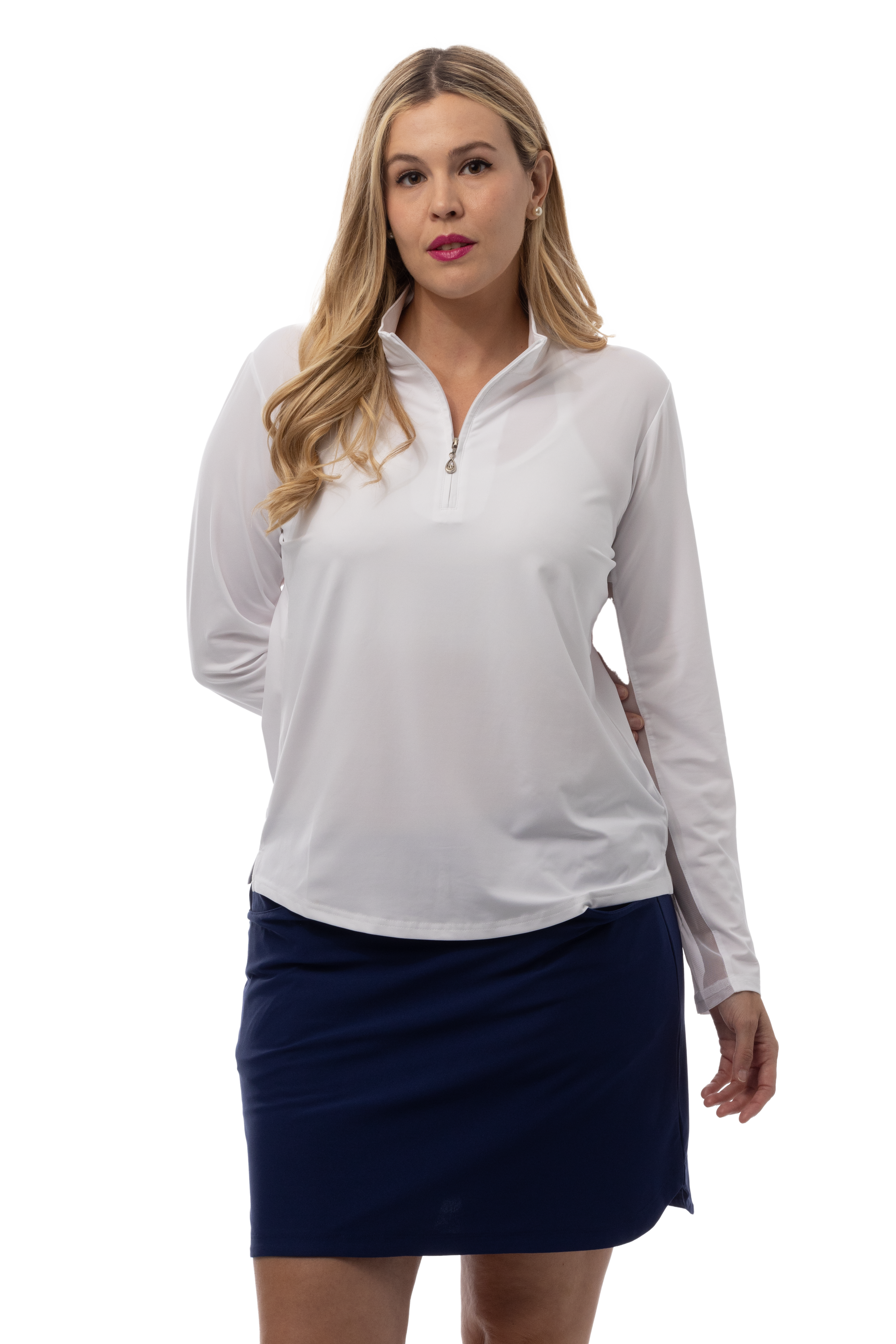 SUNGLOW ZIP MOCK. WHITE. 900434 - SanSoleil