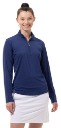 SUNGLOW ZIP MOCK. NAVY. 900434