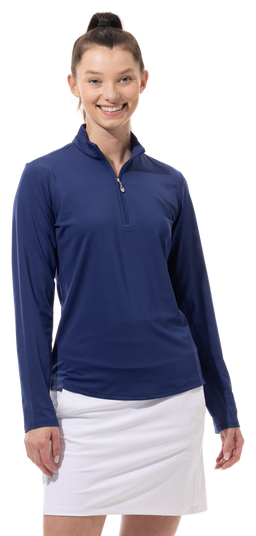SUNGLOW ZIP MOCK. NAVY. 900434
