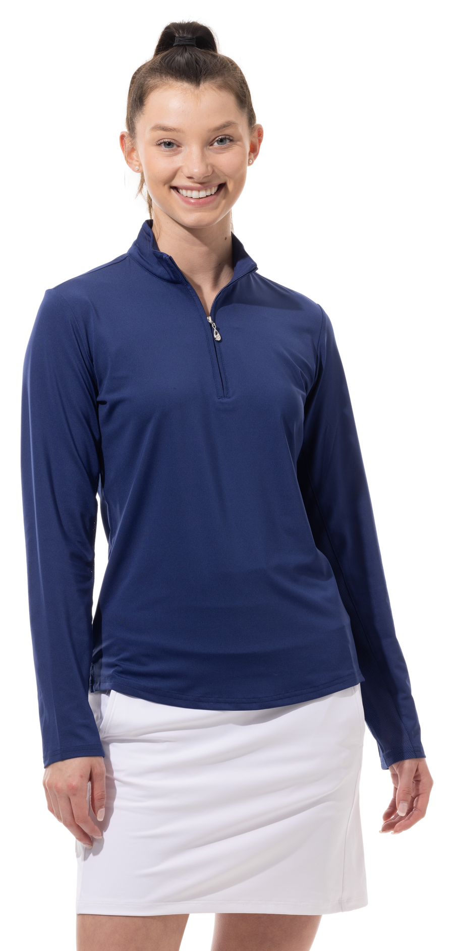 SUNGLOW ZIP MOCK. NAVY. 900434