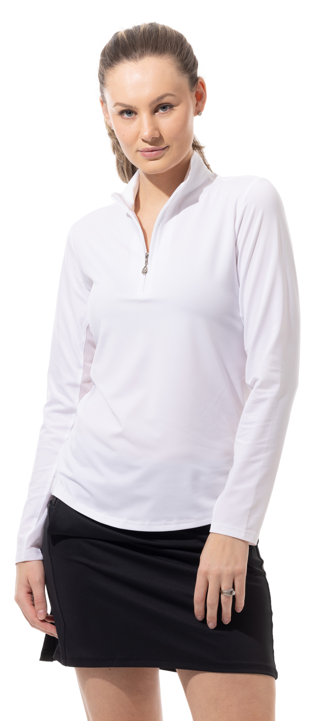 SUNGLOW ZIP MOCK. WHITE. 900434