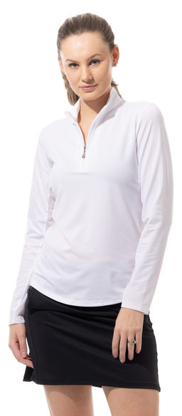 SUNGLOW ZIP MOCK. WHITE. 900434
