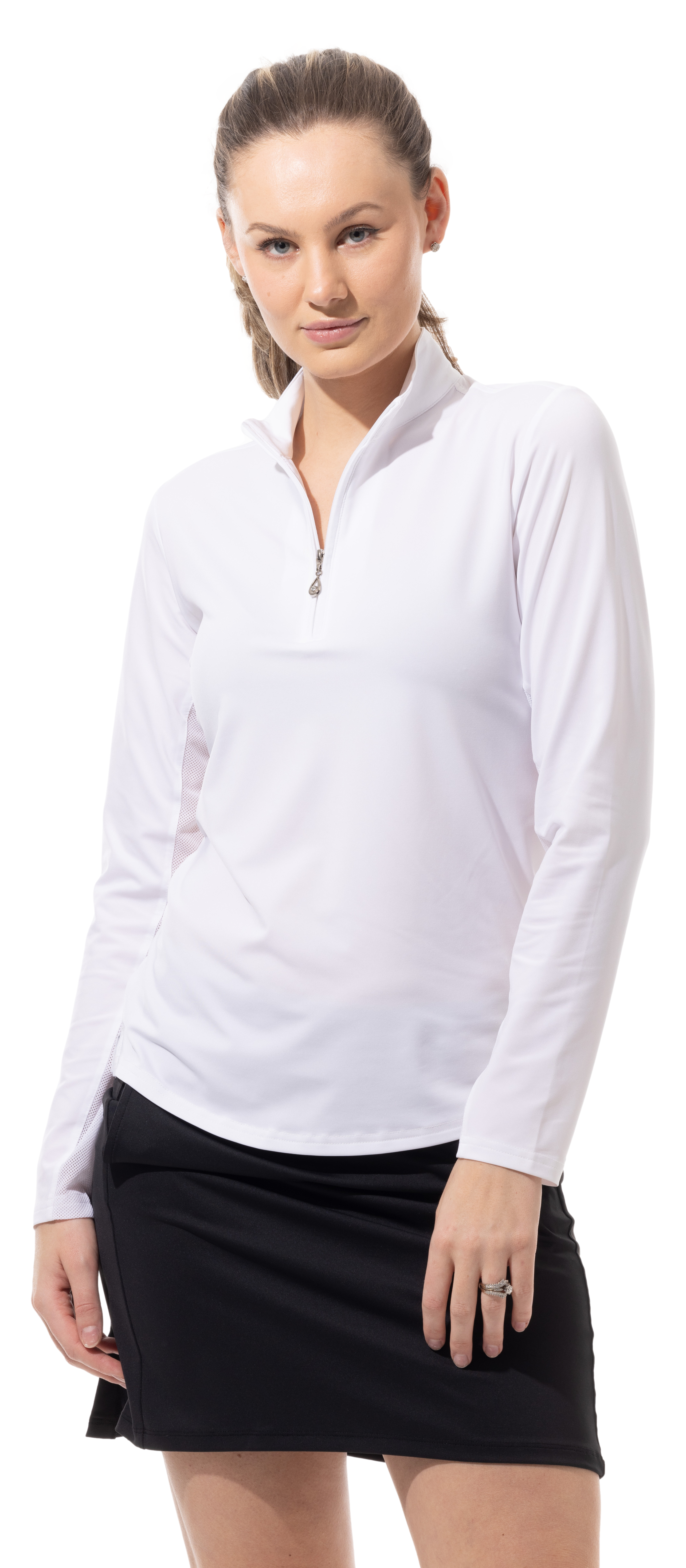 SUNGLOW ZIP MOCK. WHITE. 900434