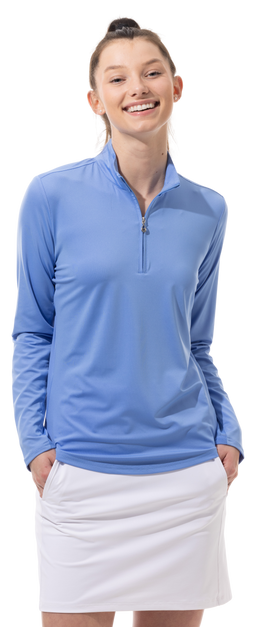Sunglow Zip Mock. Cornflower Blue. 900434