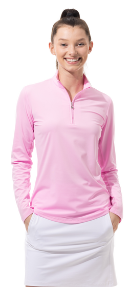 SUNGLOW ZIP MOCK. PINK. 900434