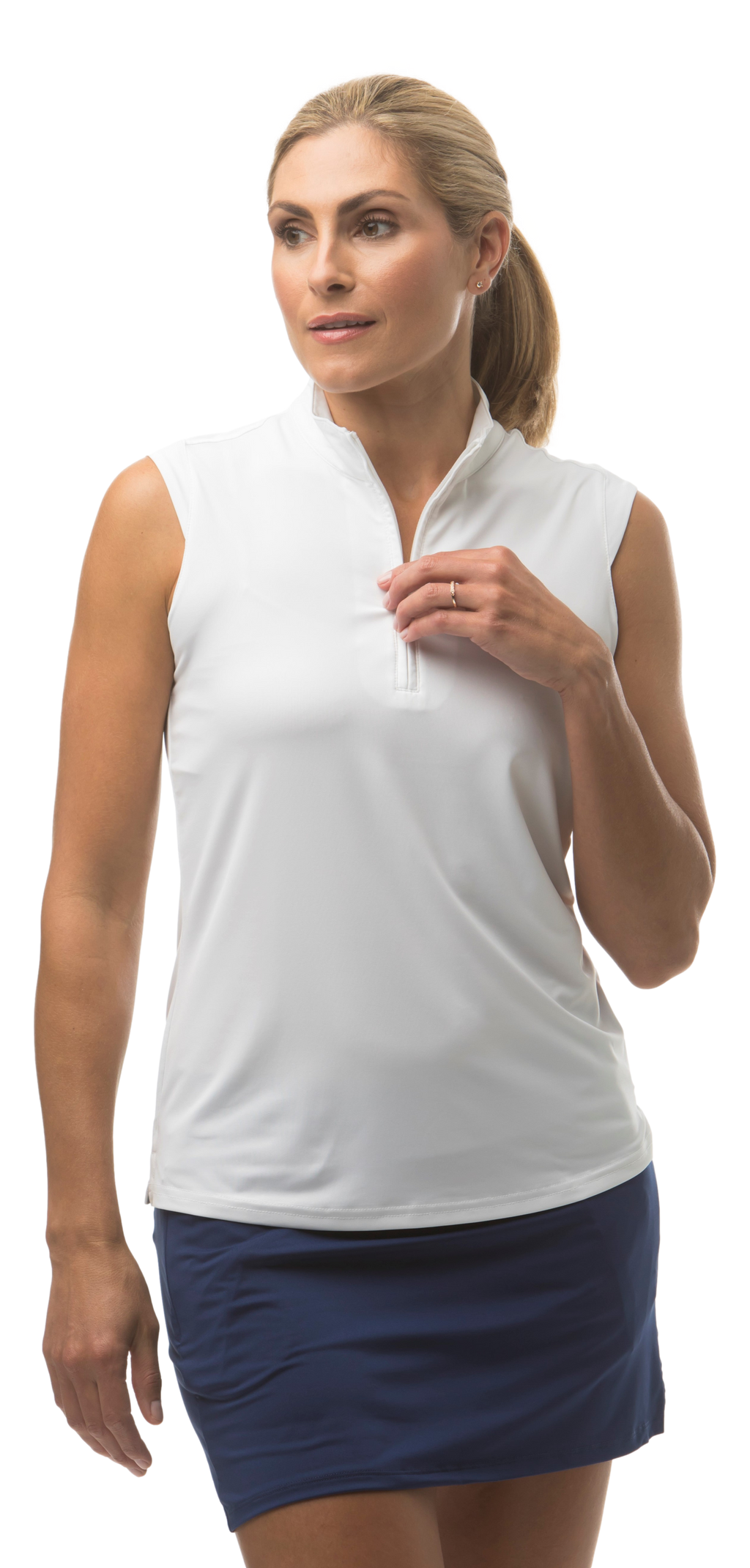 SUNGLOW SLEEVELESS MOCK. WHITE. 900439 - SanSoleil