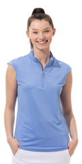 SUNGLOW SLEEVELESS MOCK - CORNFLOWER BLUE. 900439