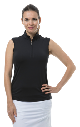 SUNGLOW SLEEVELESS MOCK - BLACK. 900439