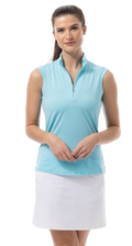 SUNGLOW SLEEVELESS MOCK - CAPRI BLUE . 900439