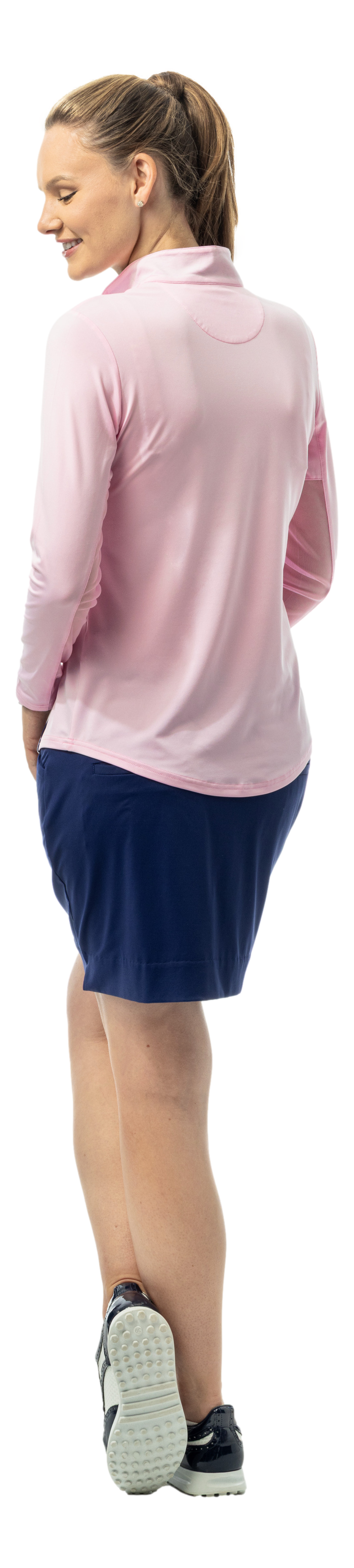 SOLCOOL 1/4 ZIP MOCK WITH PIPING. FA LA LA. 900445P