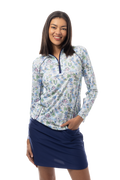 SANSOLEIL 1/4 ZIP MOCK WITH PIPING. VILLA. 900445P - SanSoleil