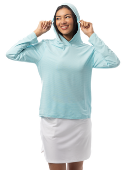 SANSOLEIL MELANGE STRIPE HOODIE. TURQUOISE WHITE. 900451MM - SanSoleil