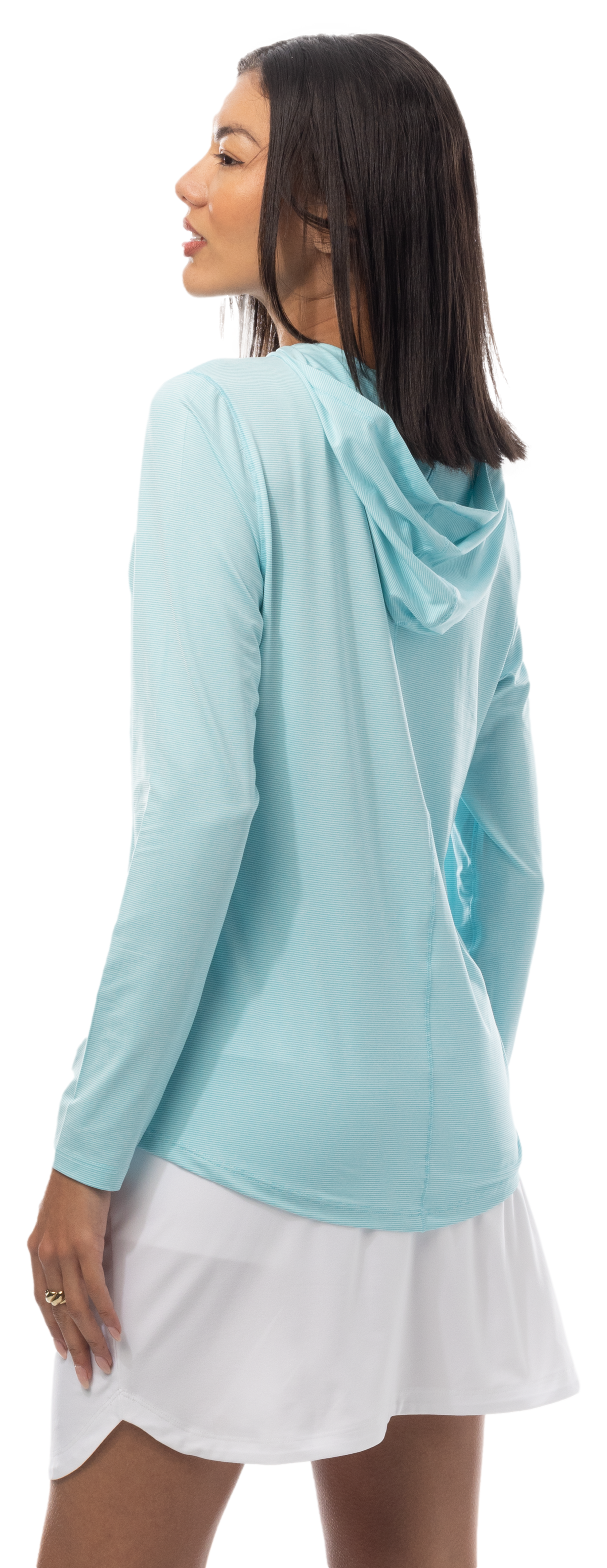 SANSOLEIL MELANGE STRIPE HOODIE. TURQUOISE WHITE. 900451MM - SanSoleil