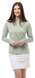 SOLMELANGE STRIPE HOODIE. MOSS-WHITE. 900451MM - SanSoleil