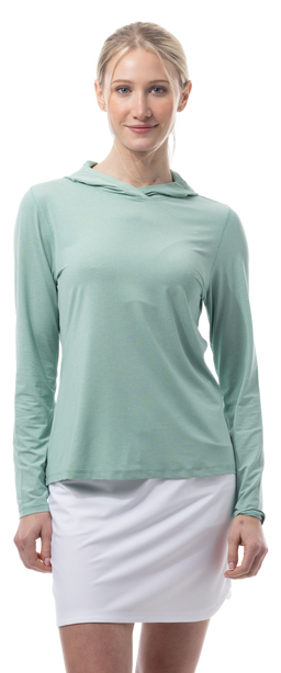 SANSOLEIL MELANGE STRIPE HOODIE. GREEN WHITE. 900451MM - SanSoleil