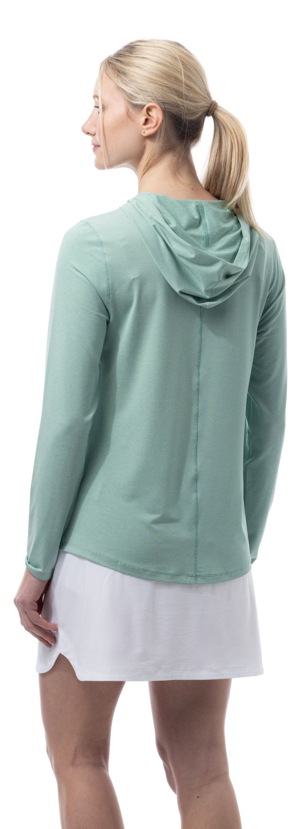 SANSOLEIL MELANGE STRIPE HOODIE. GREEN WHITE. 900451MM - SanSoleil