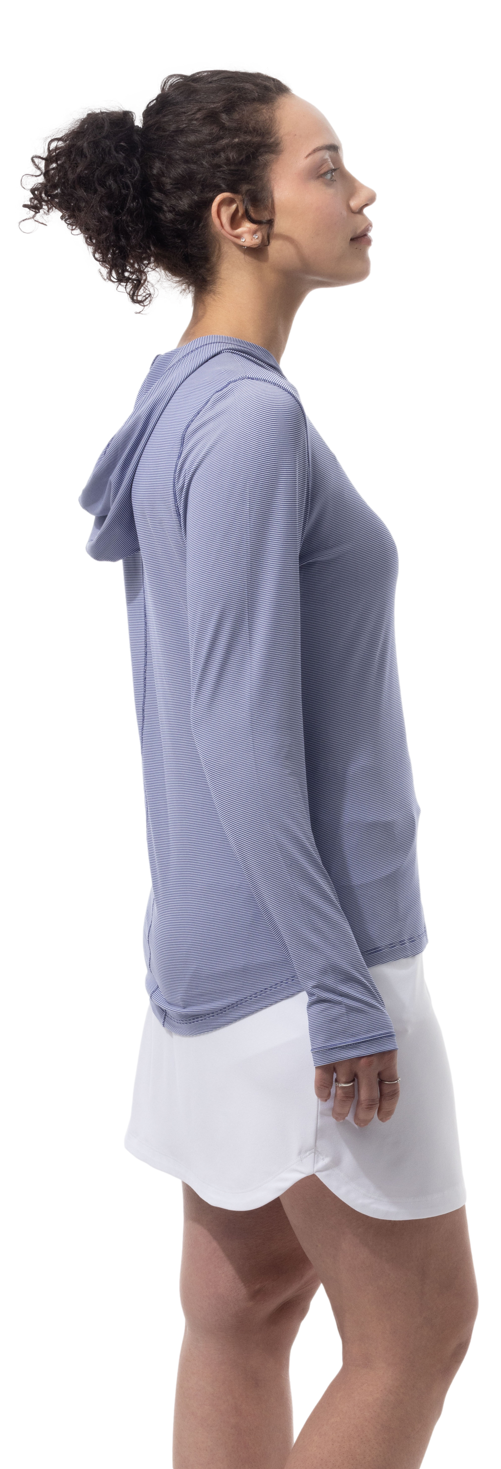 SANSOLEIL MELANGE STRIPE HOODIE. MIDNIGHT WHITE. 900451MM - SanSoleil