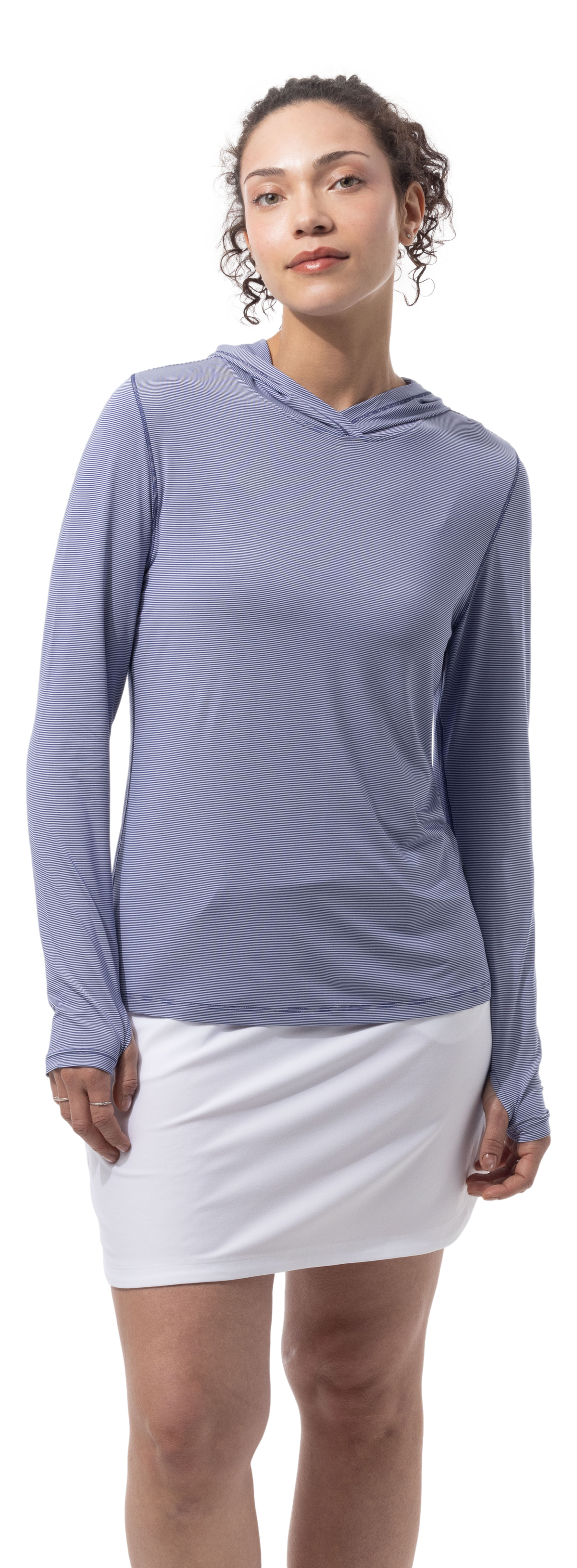 SANSOLEIL MELANGE STRIPE HOODIE. MIDNIGHT WHITE. 900451MM - SanSoleil