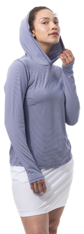 SANSOLEIL MELANGE STRIPE HOODIE. MIDNIGHT WHITE. 900451MM - SanSoleil