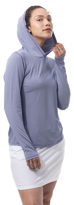 SANSOLEIL MELANGE STRIPE HOODIE. MIDNIGHT WHITE. 900451MM - SanSoleil