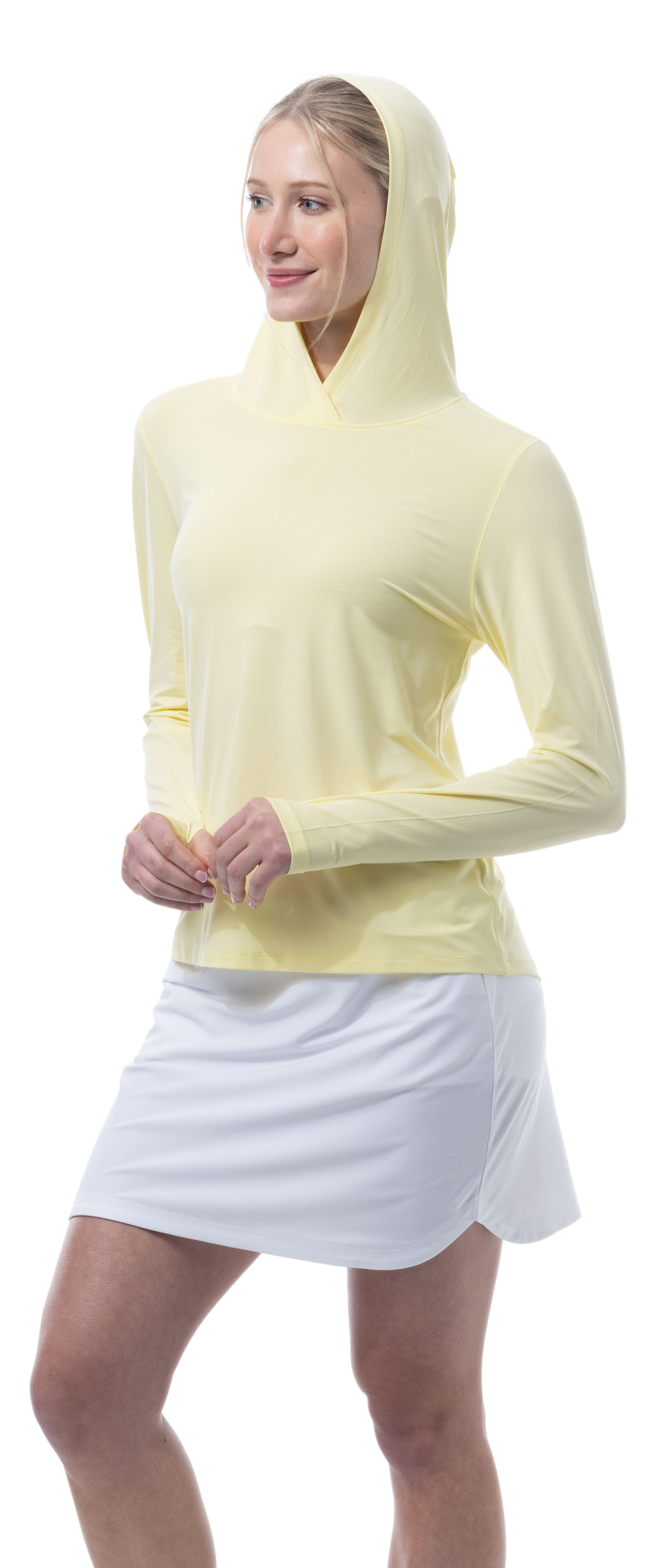 SANSOLEIL MELANGE STRIPE HOODIE. YELLOW WHITE. 900451MM - SanSoleil