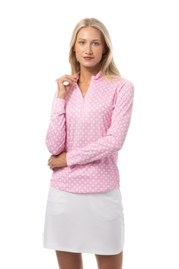 SANSOLEIL SOLMELANGE 1/4 ZIP PRINT MOCK. HARMONY PINK. 900453P - SanSoleil