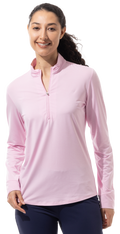 Long Sleeve Pink Stripe 1/4 Zip Mock