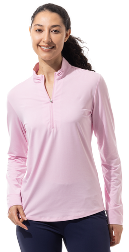 Long Sleeve Pink Stripe 1/4 Zip Mock