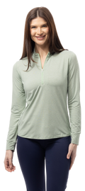 SOLMELANGE L/S STRIPE MOCK. MOSS-WHITE. 900453MM - SanSoleil